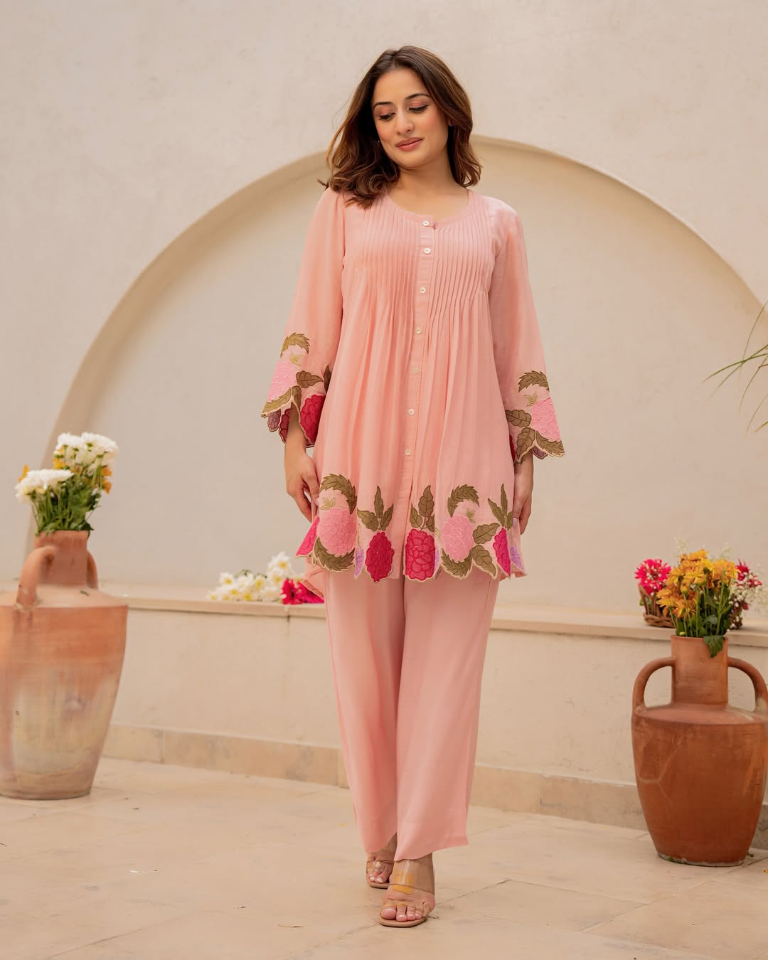 VERY BEAUTIFUL MUL CHANDERI EMBROIDERY CORD SET