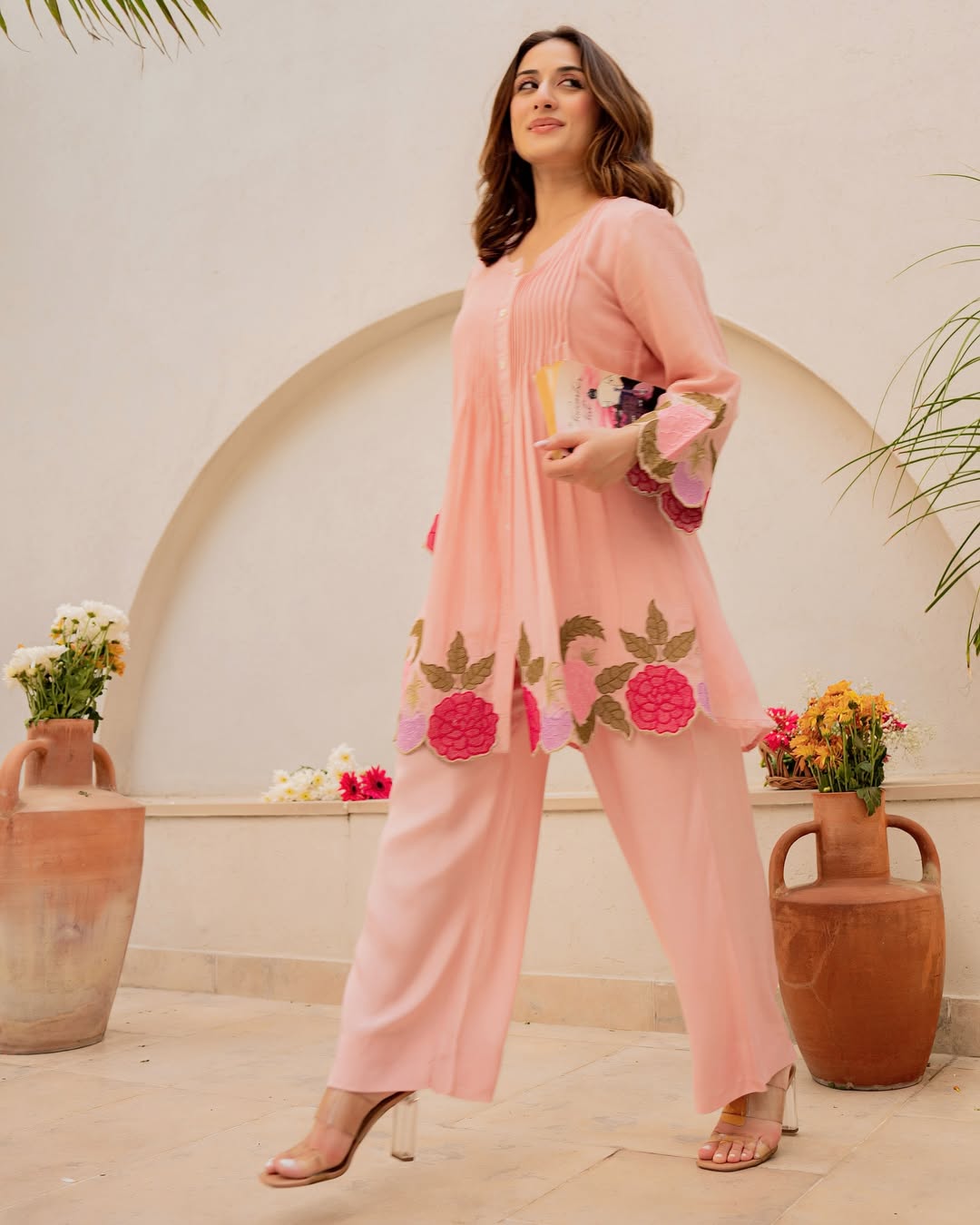 VERY BEAUTIFUL MUL CHANDERI EMBROIDERY CORD SET