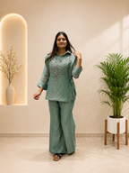 Very Beautiful Sage Green Salsa Silk HandWork Co-Ord Set