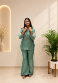 Very Beautiful Sage Green Salsa Silk HandWork Co-Ord Set