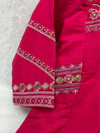Attractive Rani Pink Viscose Mango Silk Anarkali Kurti Set