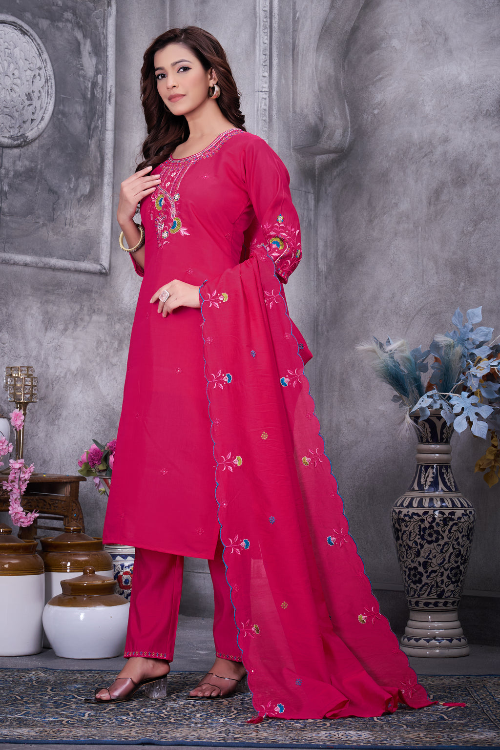 Classic Roman Silk Festive Wear for Women Suit Set