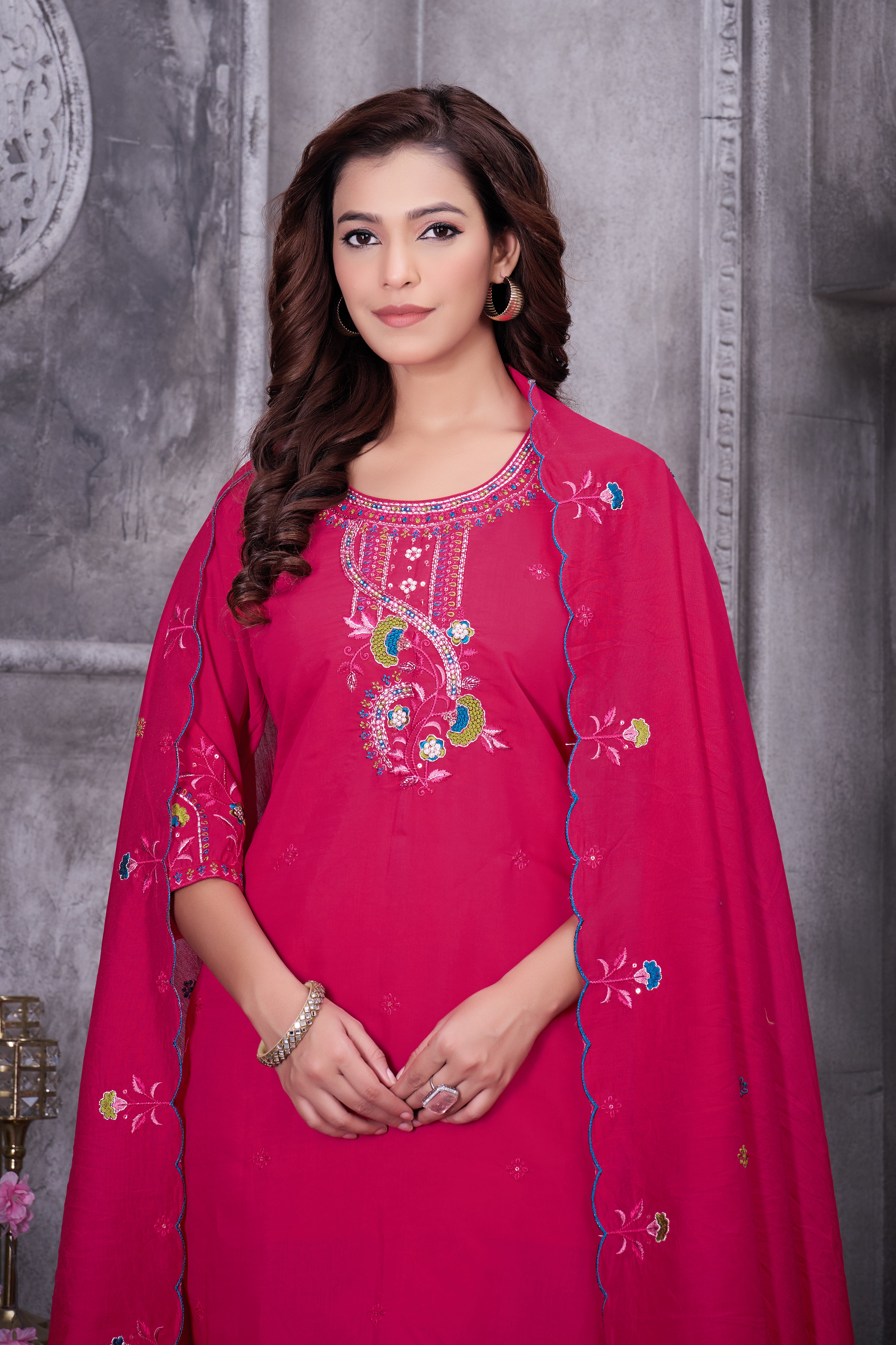 Classic Roman Silk Festive Wear for Women Suit Set