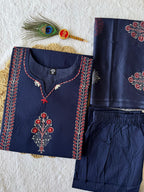 Very Attractive Blue Pure Cotton Hand Block Print Suit Set