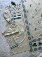 Elegant Pure Khadi Cotton Printed Salwar Suit with Sequence Handwork