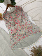 New Designer Faux Georgette Embroidery Work Suit Set