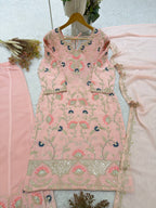 Premium Designer Pink Georgette Embroidery Suit Set