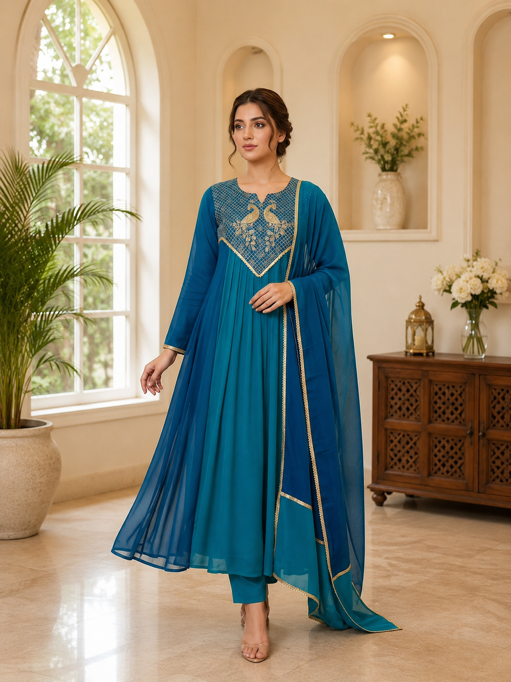 Very Attractive Festive Sequence Embroidered Anarkali Suit Set