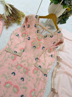 Premium Designer Pink Georgette Embroidery Suit Set