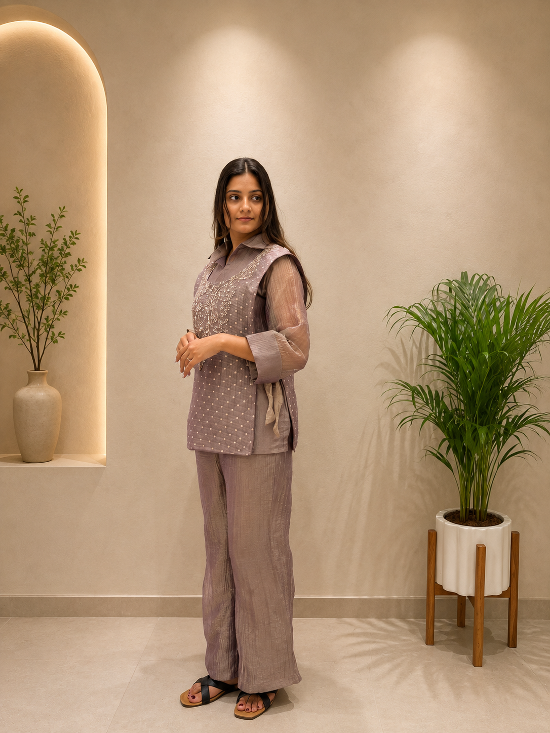 Very Attractive Festive Salsa Silk Handwork Co-Ord Set