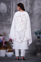 Luxury Roman Silk Floral Embroidered Dress with Dupatta