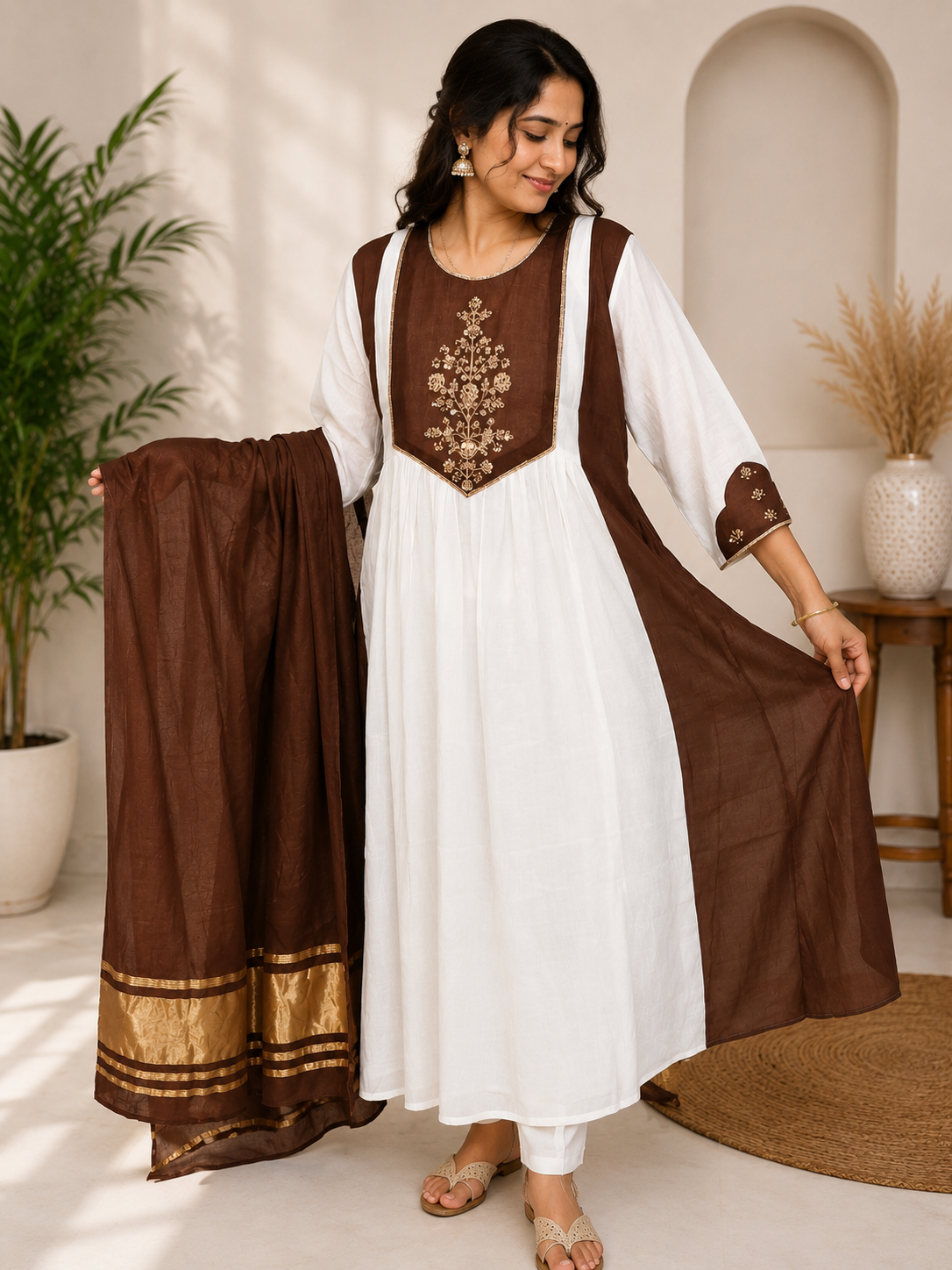Very Attractive Pure Mul Cotton Embroidery Suit Set