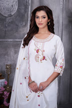 Luxury Roman Silk Floral Embroidered Dress with Dupatta