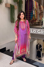 New Designer Pure Banana Silk Kaftan Set with Pants