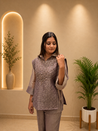 Very Attractive Festive Salsa Silk Handwork Co-Ord Set