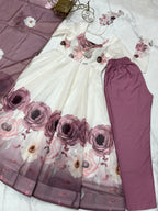 Very Attractive Printed Soft Organza Silk Anarkali Suit Set with Dupatta