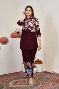 Premium Maroon Pure Cotton Printed Co-Ord Set
