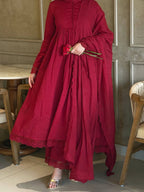 New Designer Party Wear Look Wine Red Anarkali Suit Set