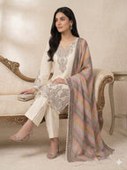 Elegant Star Georgette Embroidered Salwar Suit with Multicolor Chevron Dupatta