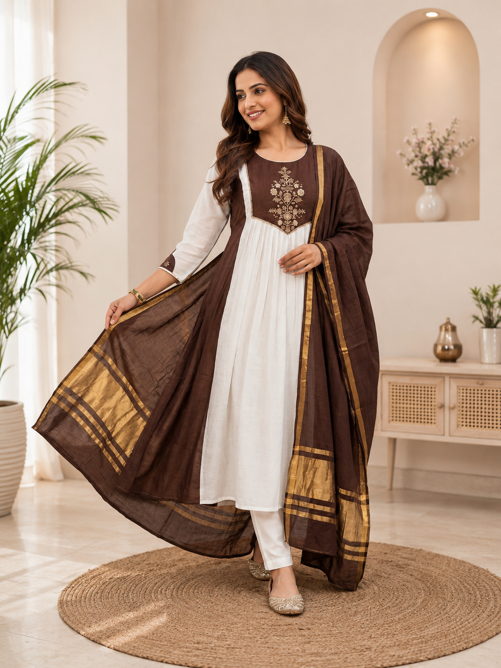 Very Attractive Pure Mul Cotton Embroidery Suit Set