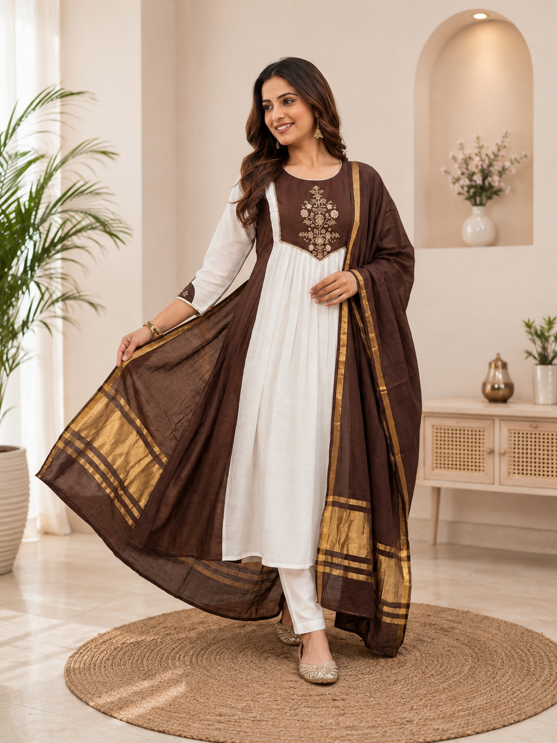 Very Attractive Pure Mul Cotton Embroidery Suit Set