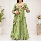 Very Attractive Teal Green Rangoli Silk Embroidered Suit Set