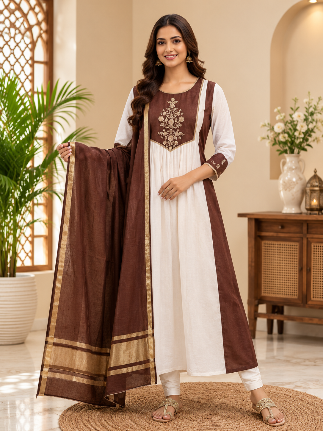 Very Attractive Pure Mul Cotton Embroidery Suit Set