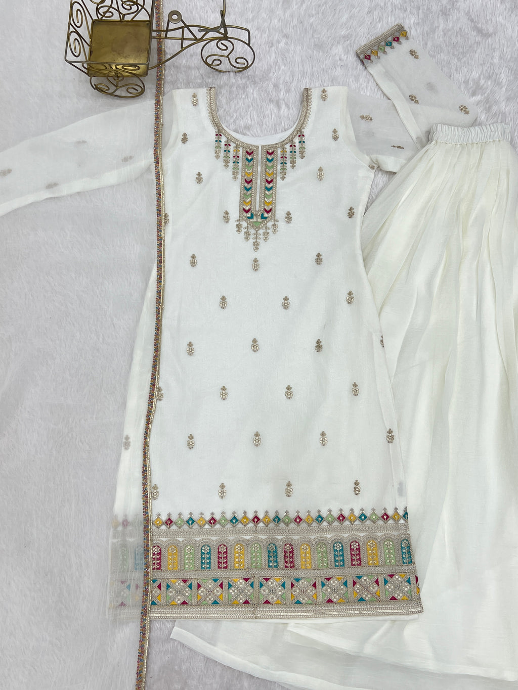 Premium Crunchy Silk Straight Kurta Palazzo Set with Dupatta