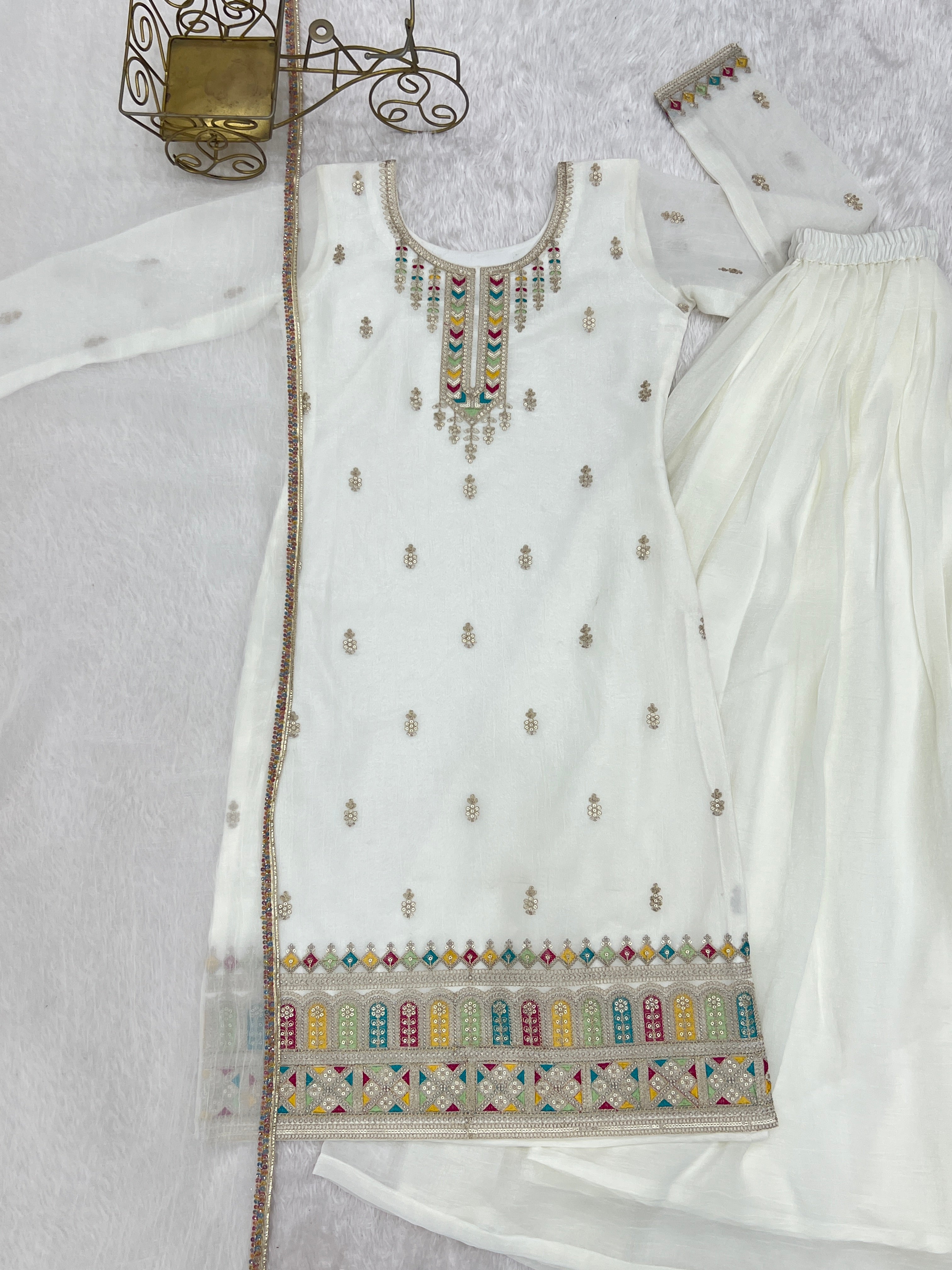 Premium Crunchy Silk Straight Kurta Palazzo Set with Dupatta