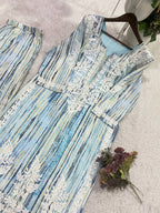 Very Attractive Multi Striped Rayon Embroidery Chikankari Suit Set