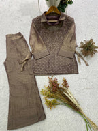 Very Attractive Festive Salsa Silk Handwork Co-Ord Set