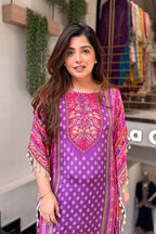 New Designer Pure Banana Silk Kaftan Set with Pants