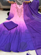 Designer Premium Orange Chiffon Embroidered Anarkali Suit Set