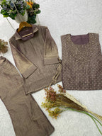 Very Attractive Festive Salsa Silk Handwork Co-Ord Set