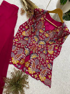 Festive Designer Rani Pink Georgette Indo-Western Set
