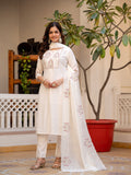 Very Attractive White Pure Viscose Mango Silk Suit Set