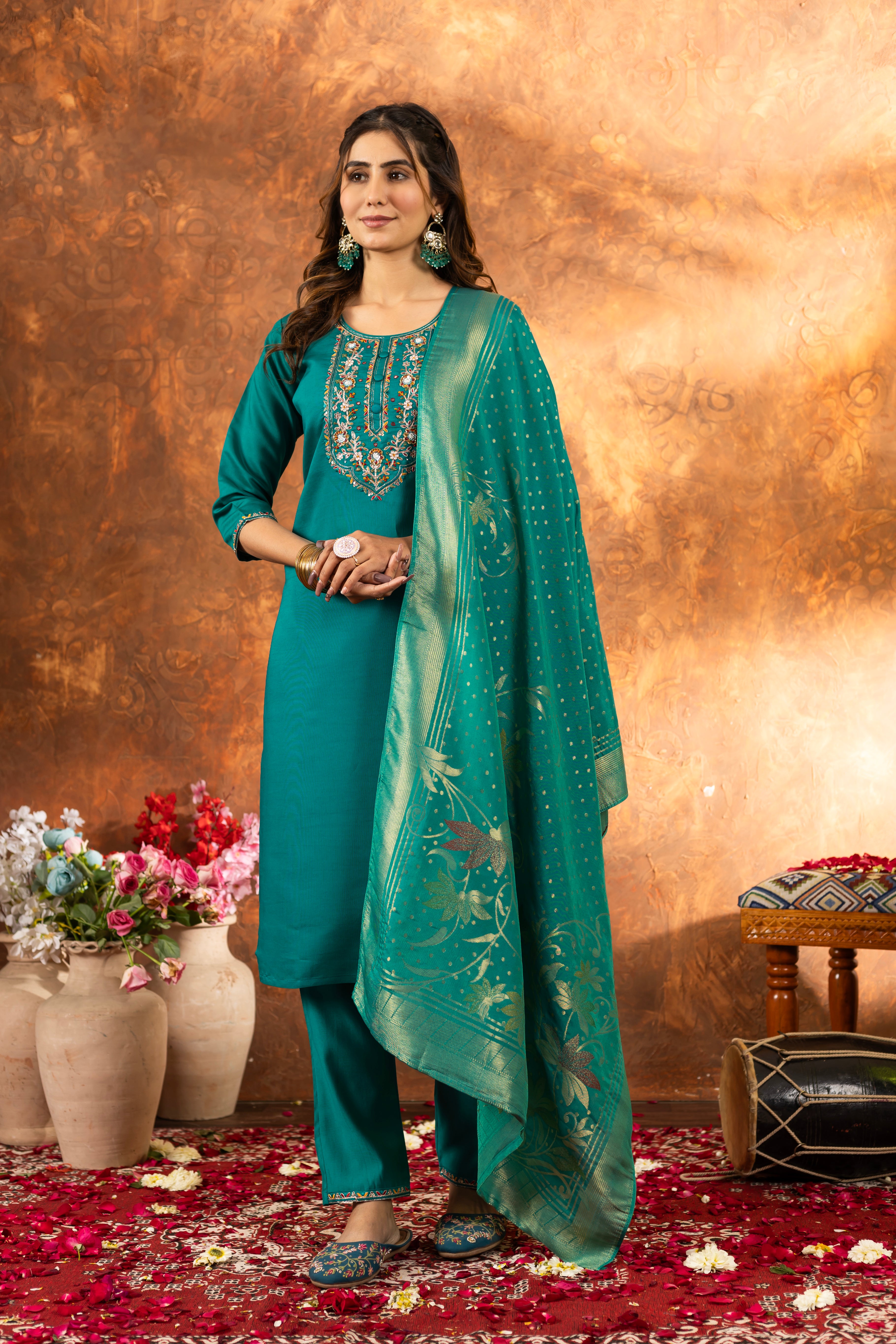 Women’s Premium Marina Silk Ethnic Suit Set