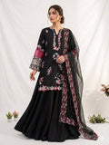 New Designer Black Crape Silk Embroidered Sharara Suit Set with Organza Dupatta
