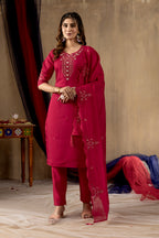 Premium Roman Silk Multi Embroidered Suit Set