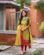 ELEGANT KANCHI COTTON SUIT SET WITH JAQUARD DUPATTA