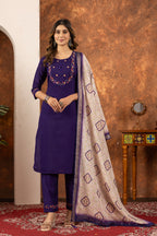 Designer Marina Silk Kurta Pant Dupatta Set