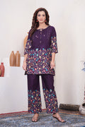 Attractive Wine Designer Pure Cotton Co-ord Set
