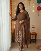 VERY AESTHETIC PURE MUL COTTON EMBROIDERY SUIT SET