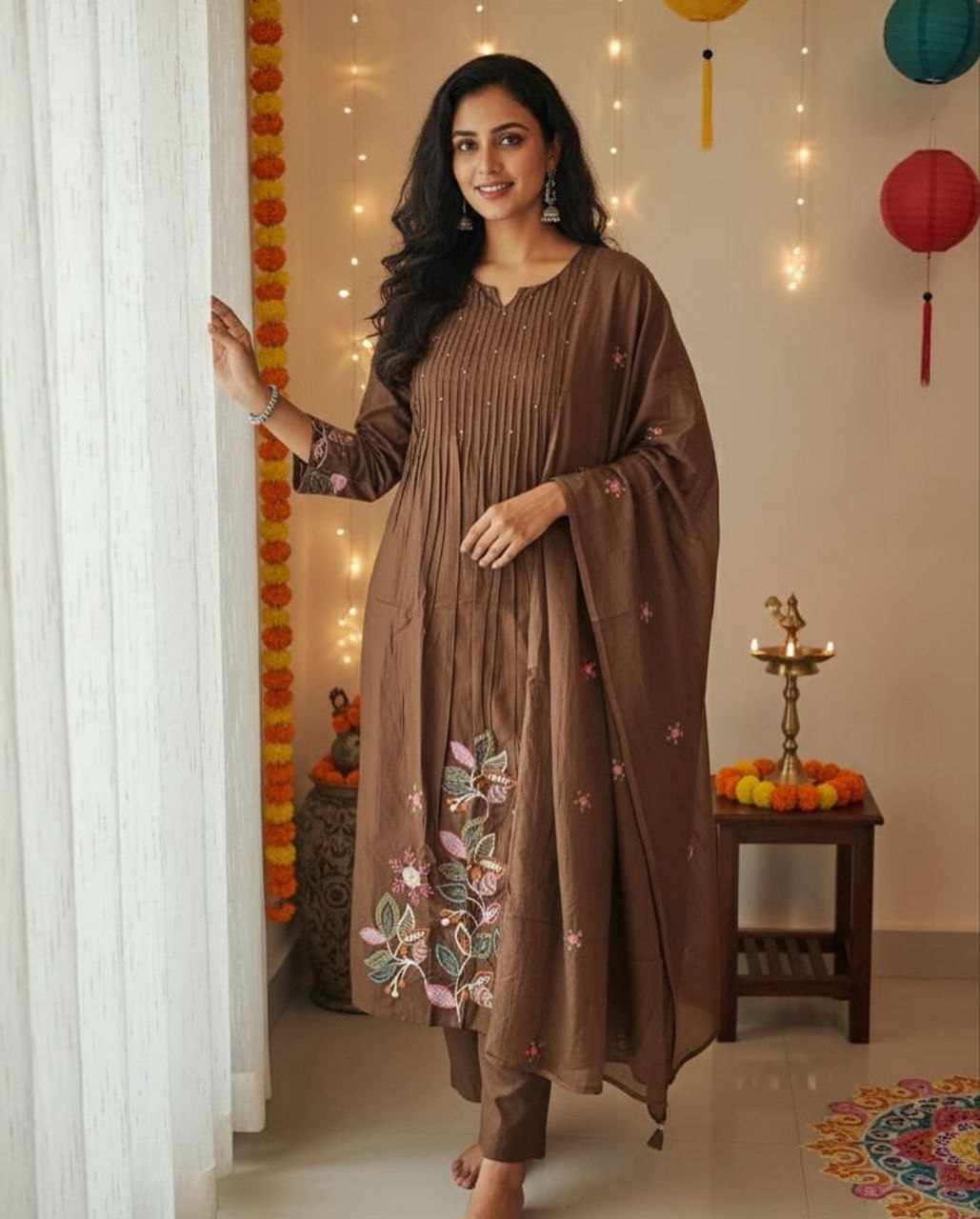 VERY AESTHETIC PURE MUL COTTON EMBROIDERY SUIT SET