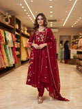 New Designer Festive Embroidery Mul Chanderi Anarkali Suit Set