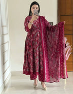 ELEGANT ANARKALI STYLE PURE COTTON SUIT SET