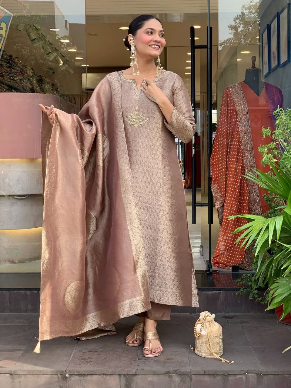 Women’s Banarasi Silk Suit Set with Dupatta – Elegant Ethnic Party Wear