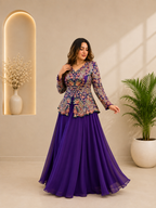 Festive Designer Royal Purple Georgette Indo-Western Set
