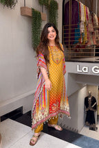 New Designer Pure Banana Silk Kaftan Set with Pants