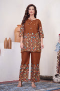 Elegant Rust Designer Pure Cotton Co-ord Set